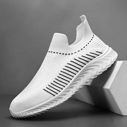 2021 new sneakers shoes flying woven casual mesh breathable outdoor sports light large size white vulcanized shoes