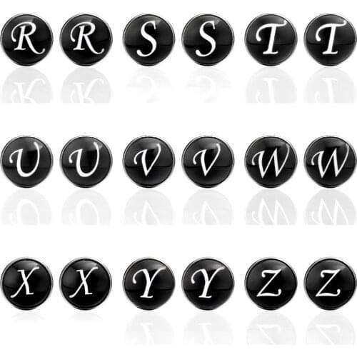MeMolissa 2018 New Arrival Glass Cabochon Letters R-Z Black Cufflinks Business Shirts Cufflink Luxury High-grade Mens Jewelry