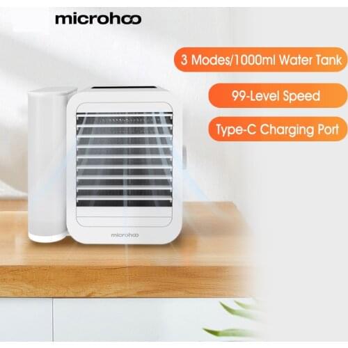 Microhoo 3 In 1 Mini Air Conditioner Water Cooling Fan Touch Screen Timing Artic Cooler Humidifier For Summer