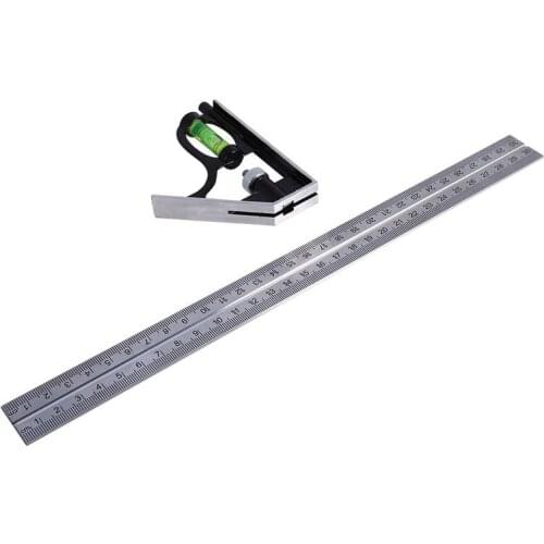 Multifunctional 12 Inch 300mm Adjustable Stainless Steel Combination Square Angle Ruler 45/90 Degree Woodworking Measuring Tool