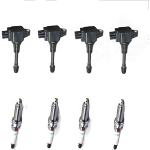 Set of 4 pieces ignition coil pack 22448-ED000 and spark plug DILKAR6A-11 for Nissan TEANA J32 2007-2013 2.5L