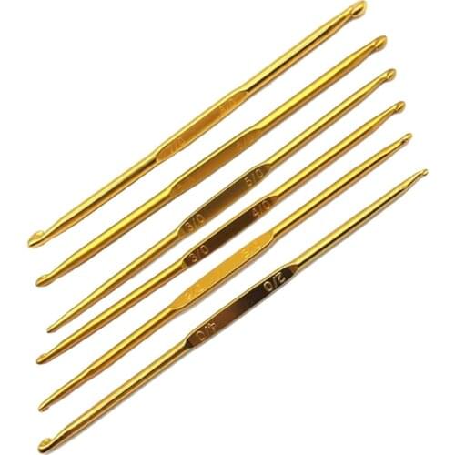 Handle Crochet Hooks Knitting Needle Set Golden Double End Crocheting And Knitting Set Weave Craft Gadgets Accessories 8 Pcs/set