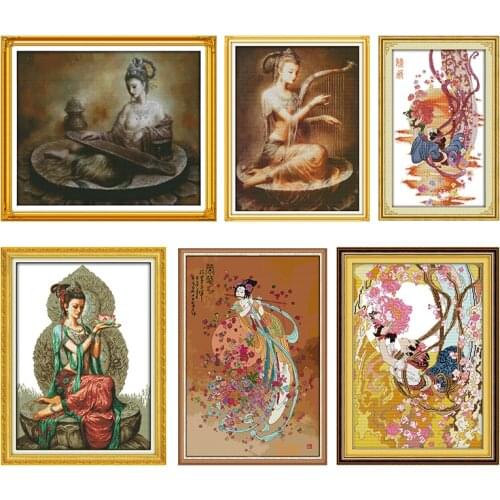 Joy Sunday Cross Stitch Kits Stamped Flying Dunhuang Patterns 11CT 14CT Printed Counted Thread Crafts Embroidery Needlework Sets