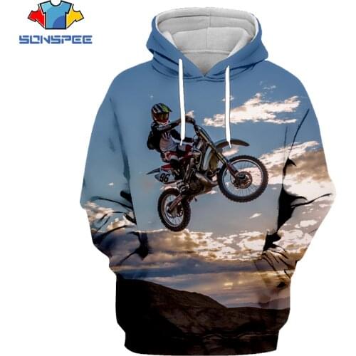 SONSPEE NEW 3D Printed Off-Road Motorcycle Hoodies Men And Women Fashion Casual Hoodies Mountain Sports Competition Sweatshirts