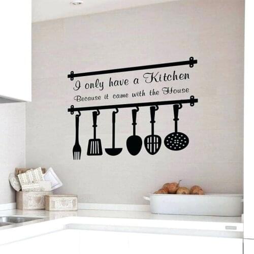 Personalized slogan kitchen utensils icon vinyl stickers kitchen restaurant home decoration wall stickers CF34