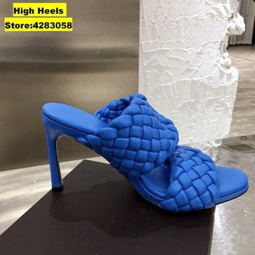 Casual Designer Women Shoes Genuine Leather High Heels Mule Sandals Elongated Squared Toe Sandalias De Las Mujeres Mujer 2021