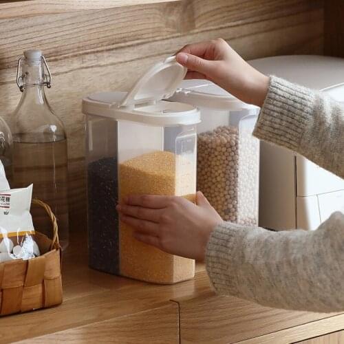 Refrigerator Compartmentalized Transparent Food Storage Box Plastic Fresh-keeping Box Grain Cans Sealed Tank Storage Tank