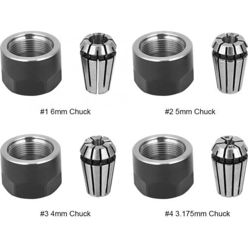 ER11 Spring Collet Chuck Clamping Nut Lathe Parts 3.175/4/5/6mm CNC Milling Tool Holder Drilling Tapping Engraving Machine Chuck