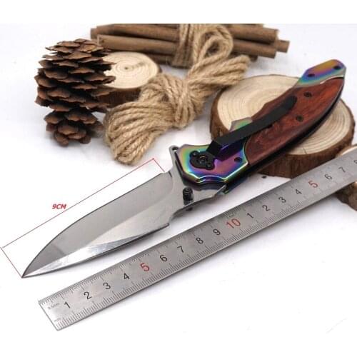 Outdoor High Hardness Knife Folding Tactical Pocket Knife Wood Handle Survival multi-function Camping Hunting Knives EDC Tools