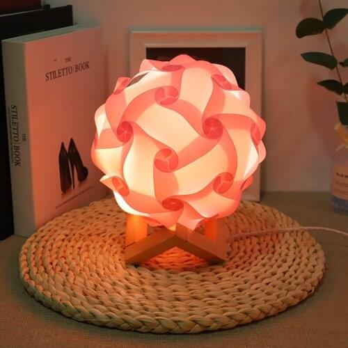 Modern Ideas PP Lampshade Night Lamps Creative IQ DIY Hand-assembled Night Lights Girl Usb Plug-in Pink Moon Lamp Luminaires