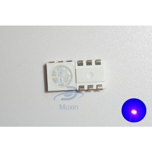 Water Clear LED Light Diode 5050 uv/purple 200pcs SMD/SMT High Power LED PLCC-6 3-CHIPS Super Bright lamp light High quality