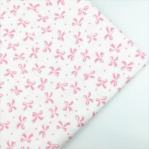 Syunss,White Back Pink Bowknot Print Cotton Fabric Quilting Cloth Craft Tecido DIY Tissu Patchwork Telas Sewing Baby Toy Bedding