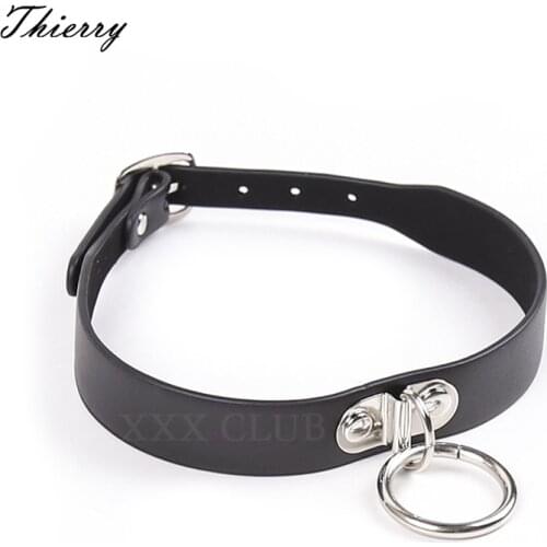 Thierry Strict Bondage Collars with O-ring Fetish Choker Slave Necklace Sex Toys for Women,3 Colors