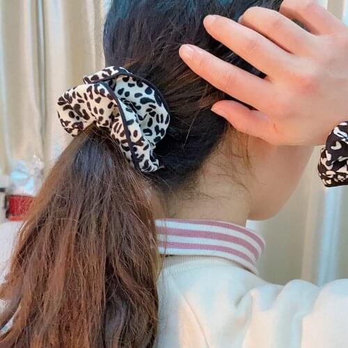 Retro Leopard Print Polka Dot Scrunchies Large Intestine Hair Ring Simple Fashion Head Rope Rubber Band Girl Headdress