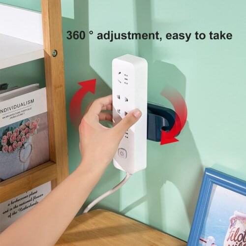 Rotatable Wall-Mounted Sticker Plug Fixer Storage Holders Adhesive Socket Fixer Cable Wire Remote Control Power Strip Organizer