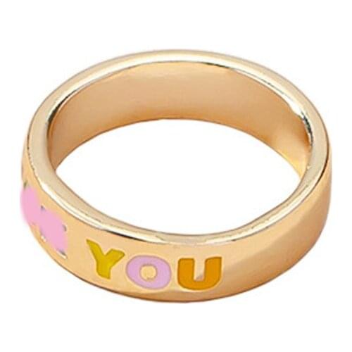 Y2K Jewelry Candy Color Letter Rings For Women Metal Vintage Harajuku Punk Goth Ring Charms 90s Aesthetic Gifts 2021 New