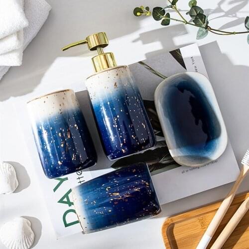 1/4pcs Ceramic Bathroom Decoration Organizer Decor Shampoo Dispenser Tooth Brush Cup Soap Box Vase Bathroom Accessories