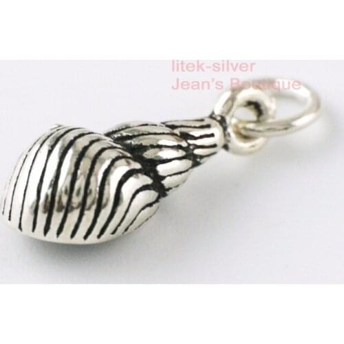 1pc 925 Sterling Silver Retro Lovely Sea Trumpet Shell DIY Charm Pendant A2027