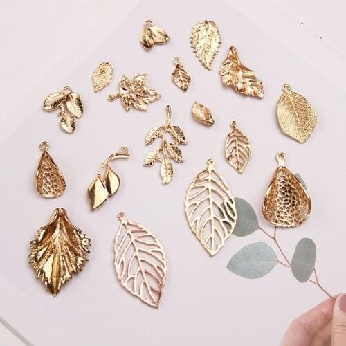 10pcs Gold Color Hollow Leaf/Maple Leaf Charm Korean bridal headdress DIY leaves alloy accessories handmade hair accessories