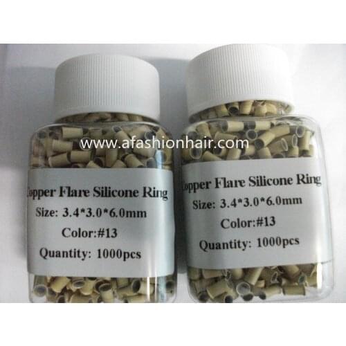 1000pcs big size 3.0mm*3.4mm*6.0mm Micro Silicone Ring Bead Copper Flare For Hair Extension alicate alargador styling tools