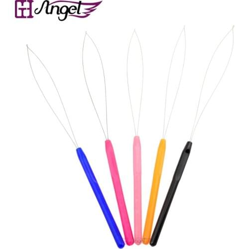 12 pcs Hair Extension Hook Pulling Loop Needles for Threader Feather Micro Rings Beads Human Hair Extensions Tools