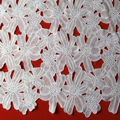 2Yards High Quality White Flower African Water Soluble Embroidered Lace Fabric Guipure Cord Nigerian Wedding Laces Fabrics
