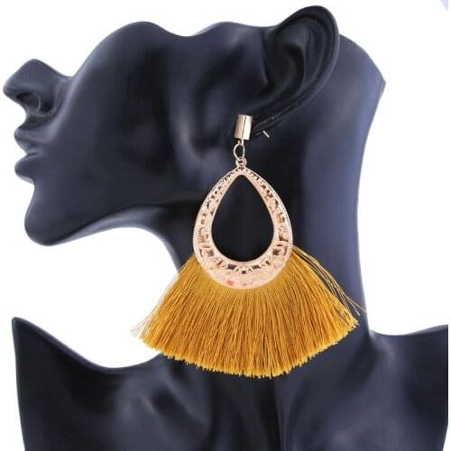 2018 Jewelry Bohemian Big Tassel Drop Earrings For Women Lady Female Fringe Handmade Dangle Statement Fashion Earring Pendientes