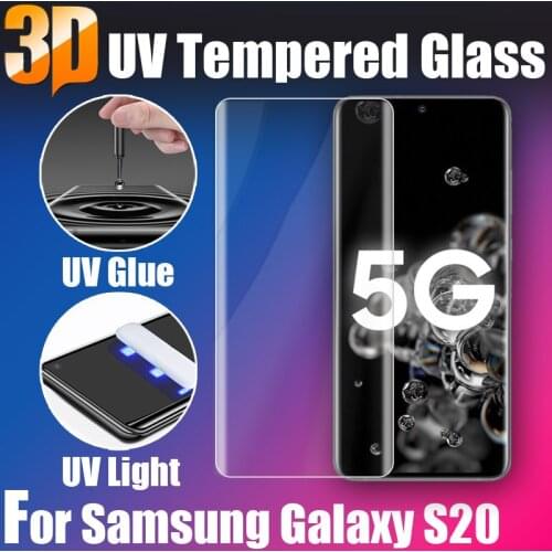 3D Full Glue Anti-blue Screen Protectors Coverage UV Tempered Glass film For Samsung Galaxy S20 Ultra S20 plus UV Liquid Curved