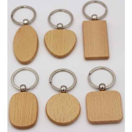 5pcs/pack Blank Wooden Keychain Rectangular Engraving Key ID Can Be Engraved DIY Accessoires