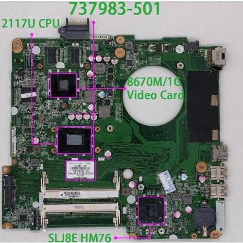 737983-001 737983-501 737983-601 w 8670M/1G HM76 2117U CPU DA0U81MB6C0 for HP Pavilion 15-n Series PC Laptop Motherboard