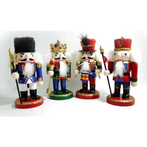 Free shipping Movable doll puppets 15cm children Christmas gift nutcracker soldiers wood puppet villain painted 4 pcs/lot HT037