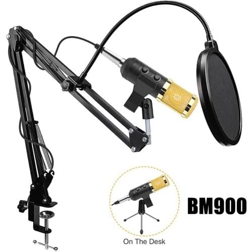 BM900 USB Capacitive Microphone Vocal Recording Wired Kaorake Mic For Live Kits Professional USB Radio Desktop For PC Computer