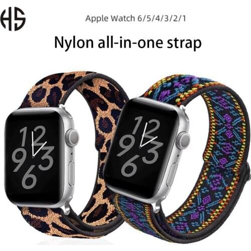 For Apple iWatch 6 Apple Watchband 1 2 3 4 5 SE Stretch Nylon All-in-one Strap Weave Soft National wind