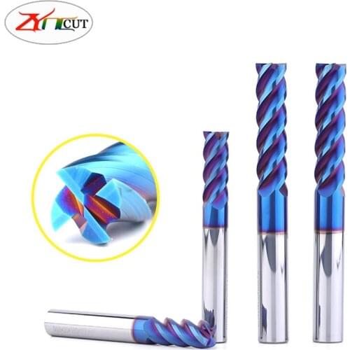 Fresa Router Bit 1/2/3/4/5/6/8/10/12/16/20mm HRC65 Four-edge High Hardness Tungsten Steel coating flat-end milling cutter