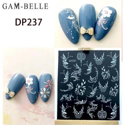 GAM-BELLE 1 Sheet White Embossed Flower Lace 5D Sticker Decal Wedding Nail Art Designs Floral Japanese Manicure Decoration