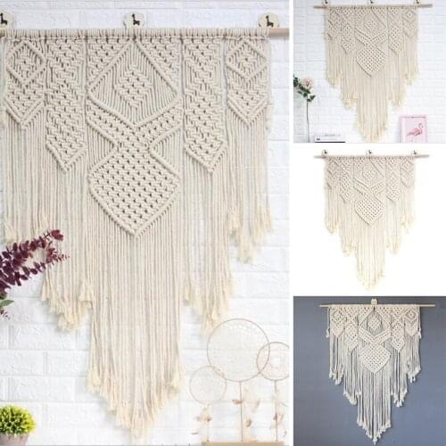 Geometric Macrame Bohemian Tapestry Hand Woven Wall Hanging Boho Tapestries Crafts for Home Room Backdrop Decoration 100*120cm