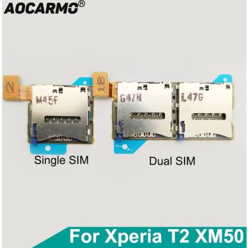 Aocarmo For Sony Xperia T2 XM50 XM50H D5303 D5302 D5322 Single Dual SIM Card Reader Tray Holder Connector Flex Cable