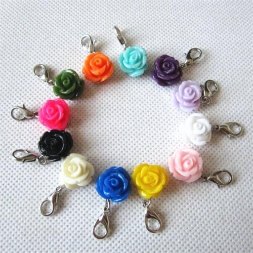 Hot sale Mixed Color Floating Locket charms coral rose flower Pendants&Dangles For Glass Living Lockets