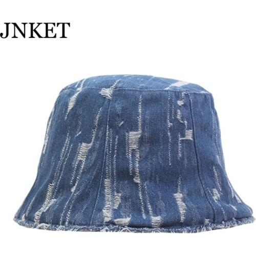 JNKET New Spring Summer Women Fisherman Hat Denim Bucket Hat Beach Sun Hats Outdoor Travel Hat Foldable Cap Sunhat Chapeu