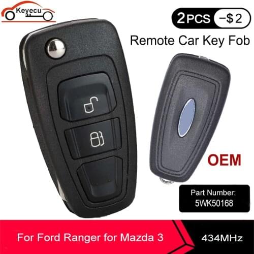 KEYECU OEM Flip Remote Key 434MHz 4D63 chip for Ford Ranger 2011-2015,for Mazda 3 2008-2012 BT50 2011-2015 5WK50165 A2C 94220000