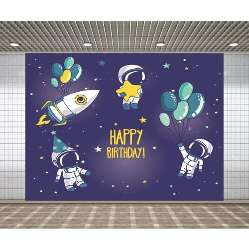 Lyavshi Happy Birthday Party Decoration Astronaut Theme Backdrop Props Photo Studio Photography Background Photocall