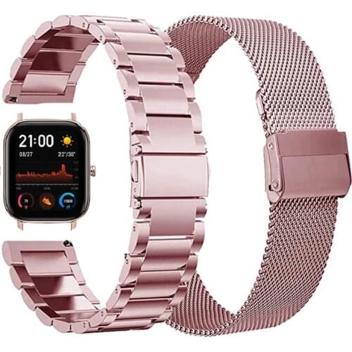 Metal Strap For Amazfit GTS Bip U S GTR 42mm GTS2 Smart Band Bracelet Stainless Straps For huawei watch gt 2 42mm Wristband