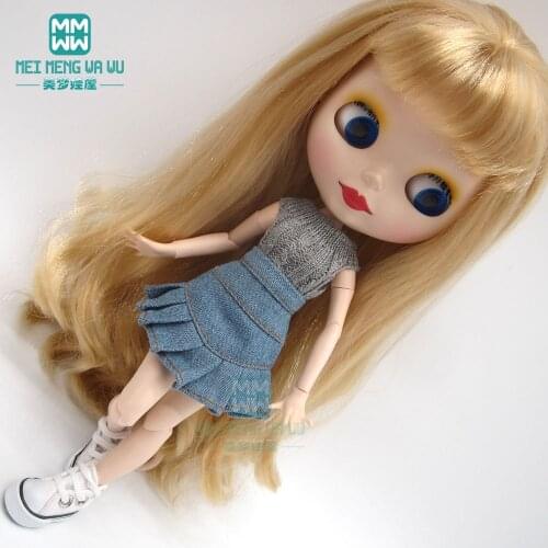 Fashion doll clothes three-piece sweater, skirt, shoes for 28cm Blyth Azone 1/6 doll accessories