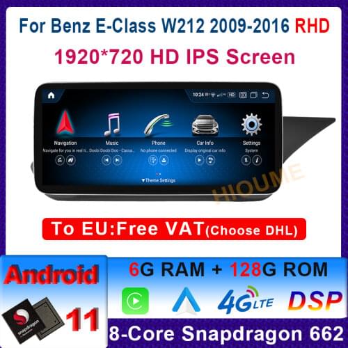 Snapdragon CPU Android 10 Multimedia Player GPS Radio for Mercedes Benz E Class W212 E200 E230 E260 E300 S212 2009-2015 RHD Cars