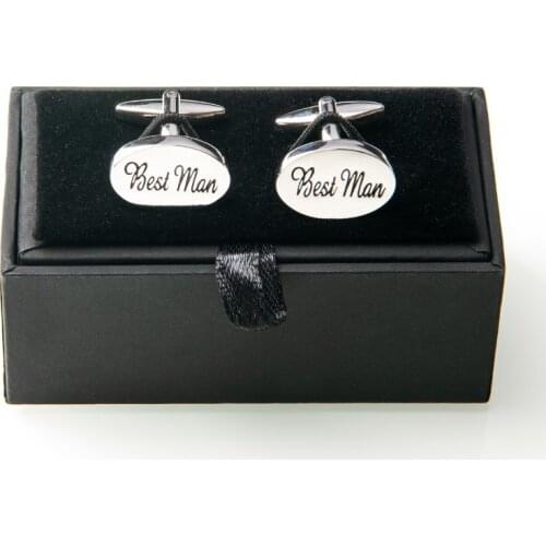 Mens French Style Cufflinks Engraved Best Man Cuff Button High Quality Silver Plated Jewelry For Wedding Groom Party Gifts