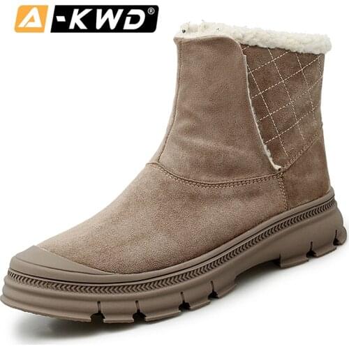 Fashion Suede Men Snow Boots Slip-on 2019 Winter Shoes Men Warm Simple Men Boots Outdoor Working Shoes Man Casual Snowboots Men