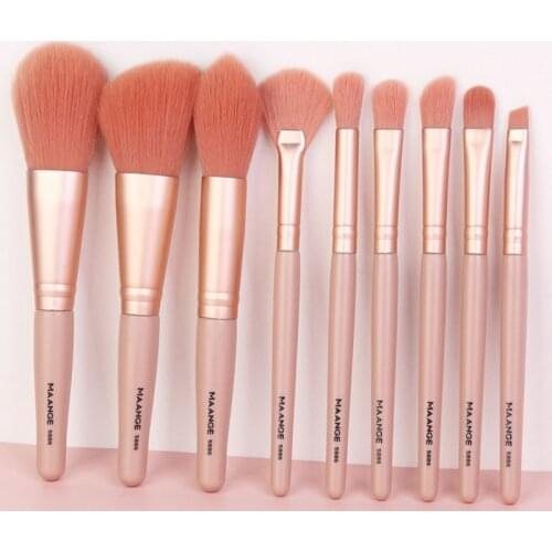 9pcs Soft Hair Facial Makeup Brush Foundation Eyeshadow Lips Blush Concealer Powder Cosmetics Brushes Set Women Beauty Tools