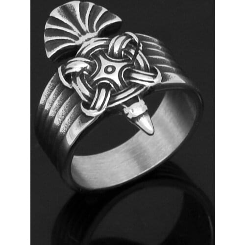 Stainless steel norse viking Nordic Talisman amulet odin raven Ring