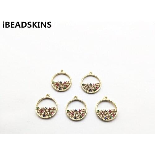 New arrival! 17x15mm 20pcs Zircon/Real gold plating Round shape charm for Earrings Making Earrings parts hand Made Jewelry DIY