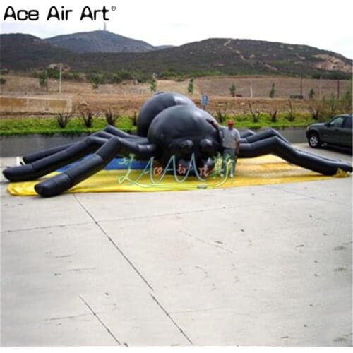 Huge blakc animal model inflatable spider replica,air blown vivid black spider balloon for Halloween festival show